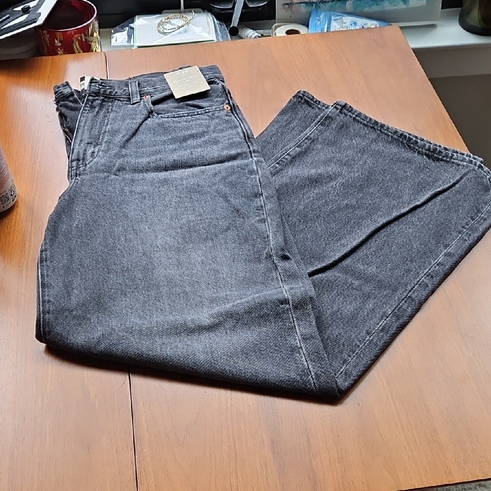 Madewell Womens Superwide Leg Jeans in Charcoal